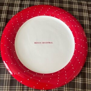 Rae Dunn Red and White Merry Christmas Plate